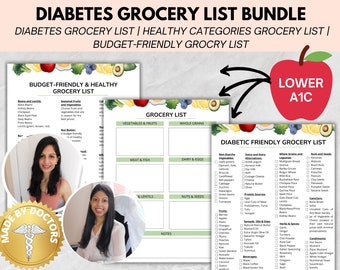 Doctor Made- Diabetic Grocery List, Type 2 Diabetes Grocery List, Diabetes Food List, Diabetic menu, Diabetic meal plan, Low glycemic index