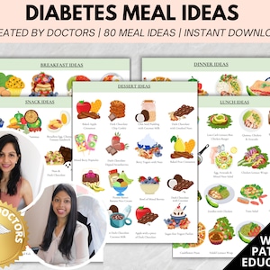 Doctor Made - Idee per pasti per diabetici, Tabella degli alimenti per diabetici, Foglio di dieta per diabetici, Piano dei pasti per diabetici, Lista della spesa, Elenco degli alimenti per diabetici, Stampabile