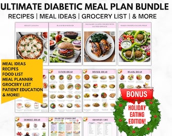 Diabetic Meal Plan Bundle: Recipes, Grocery List, Meal Ideas (PDF)