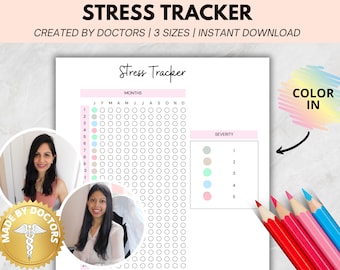 Doctor Created- Stress Tracker, bullet journal, anxiety tracker, habit tracker, mood tracker, mental health printable, anxiety worksheets