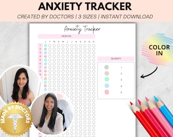 Doctor Created - Anxiety tracker, Anxiety worksheets, Anxiety journal, bullet journal, mental health, mood tracker, habit tracker, pdf