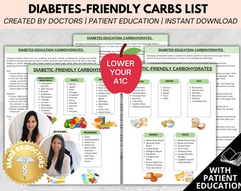 Doctor Made-Diabetes-Friendly Carbs List, Diabetes Food List, Diabetic Food Chart, Diabetic Diet Sheet, Diabetic Meal Plan, low carb, pdf