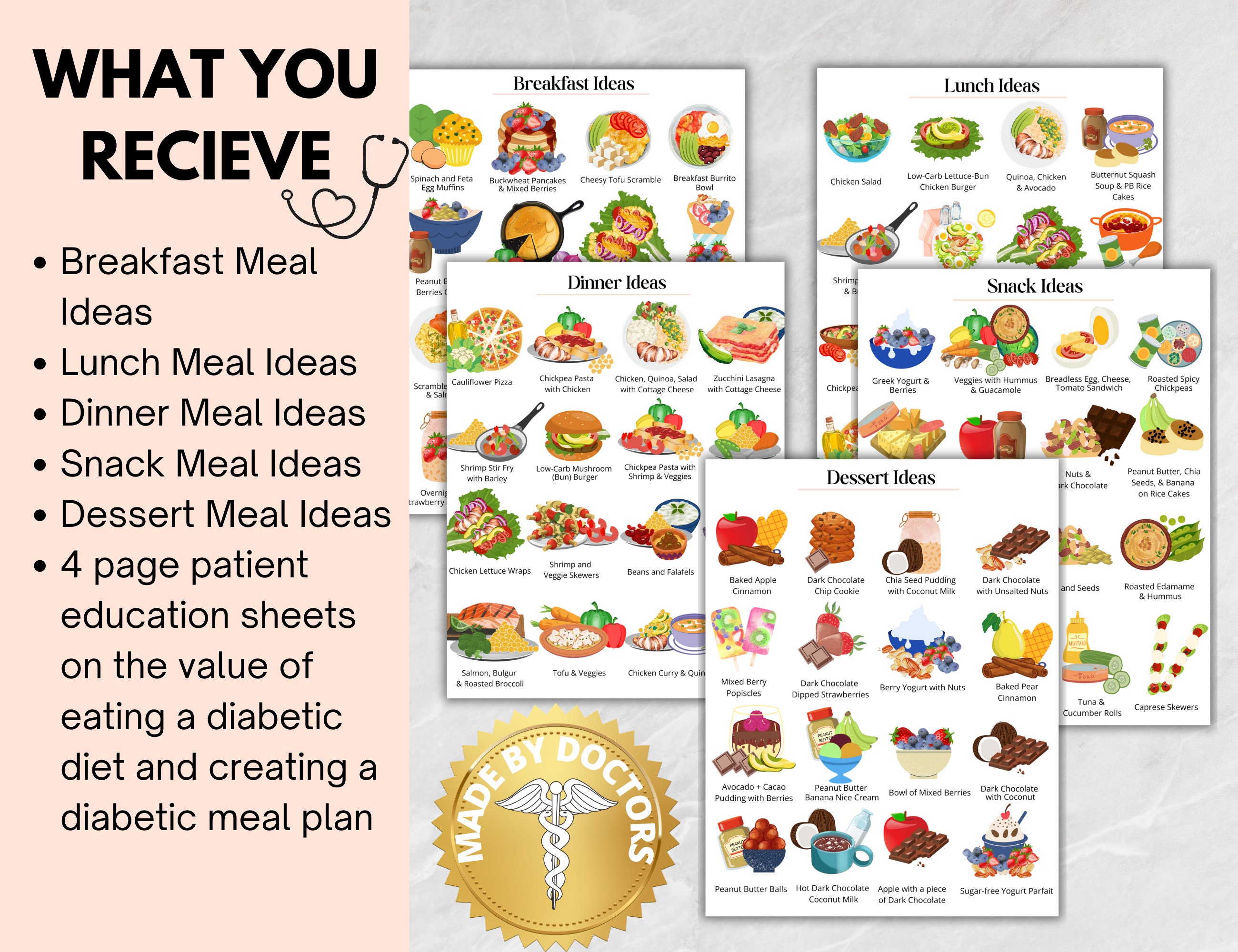 Doctor Created Diabetes Meal Ideas Diabetic Meal Planner - Etsy Canada