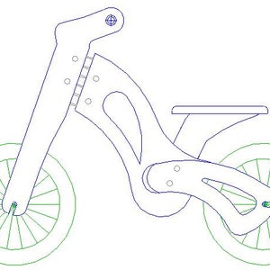 Pläne für Laufräder aus Holz PDF zum Ausdrucken. Extra: DWG-Datei für CNC. Kinderfahrrad. Pläne Schritt-für-Schritt-Anleitung Bild 2