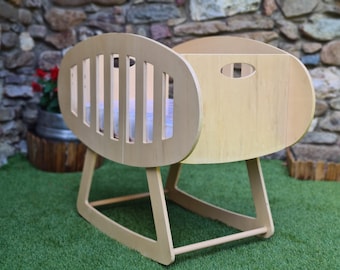 Rocking cradle plans. Plans + step-by-step manual (PDF for printing, DWG for CNC).