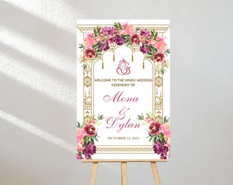 Indian Welcome Sign, Desi Welcome Sign, Wedding Sign, Hindu Wedding, Editable, Template