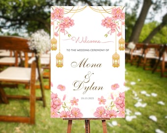 Editable Indian Wedding Welcome Sign | Mehndi Sangeet Hindu Punjabi Desi Mandala Floral Bollywood Rajasthani Printable Board