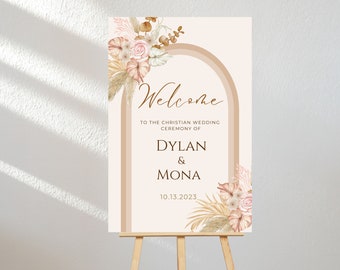 Bohemian Welcome Sign, Boho Welcome Sign, Editable, Template, Two Designs