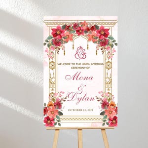 Indian Welcome Sign, Desi Welcome Sign, Wedding Sign, Hindu Wedding, Editable, Template