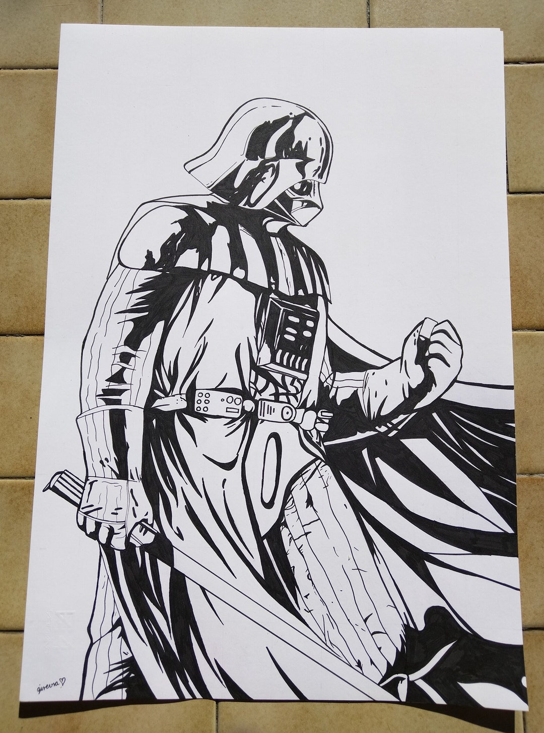 Star Wars Darth Vader Original Black and White Drawing, 33cm X 48cm - Etsy