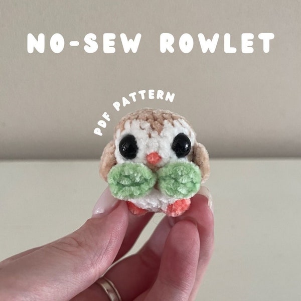 Cute Bird Flying Grass Pokemon Rowlet Amigurumi Crochet Pattern - No Sew - Instant Download