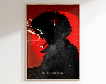 See You Space Cowboy, Anime Art Print, Anime Wall Decor, Retro Cowboy Bebop Poster, Birthday Gift Ideas, Anime Fan Gift, Digital Download