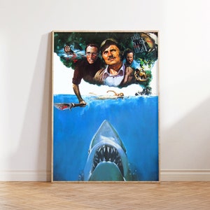 Vintage Jaws Poster, Jaws 1975 Retro Print, Horrow Movie Poster, Jaws Minimal Artwork Alternative Poster, Horror Lover Gift Digital Download