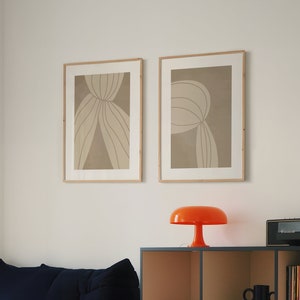 Beige abstrakte Wandkunst, Beige druckbare Kunst, moderne abstrakte Kunst, neutraler abstrakter Druck, minimalistisches 2er-Set Drucke, zeitgenössische Wandkunst