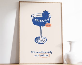 Retro Cocktail Print, Funky Bar Cart Wall Art (Digital Download)