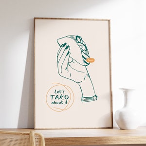 Let&#39;s Taco Info Druck, Retro Küche Wandkunst, süße Kochkunst, Handgezeichnete Speisen & Getränke Drucke, mexikanisches Essen, Retro Taco Poster