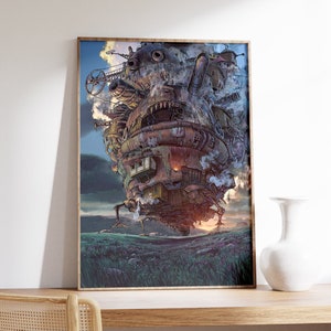 Howl&#39;s Moving Castle Poster, Sophie and Howl Art, Anime Decor, Studio Ghibli Inspired Wall Art, Howls Moving Castle Print, Digital Download