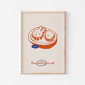 Cupcake Print, Retro Kitchen Wall Art, Cute Cooking Art, Funky Food Art Poster, Hand Drawn Food&Drink Print, Funny Baking Print, Cakes Print