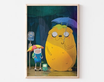 Finn the Human and Jake the Dog Art Print, Birthday Gift Ideas, Gift for Adventure Time TV Show Fans, Adventure Time Poster Digital Download