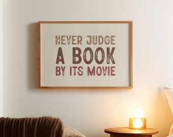 Nunca juzgues un libro por su película, cita divertida de lectura (descarga digital)