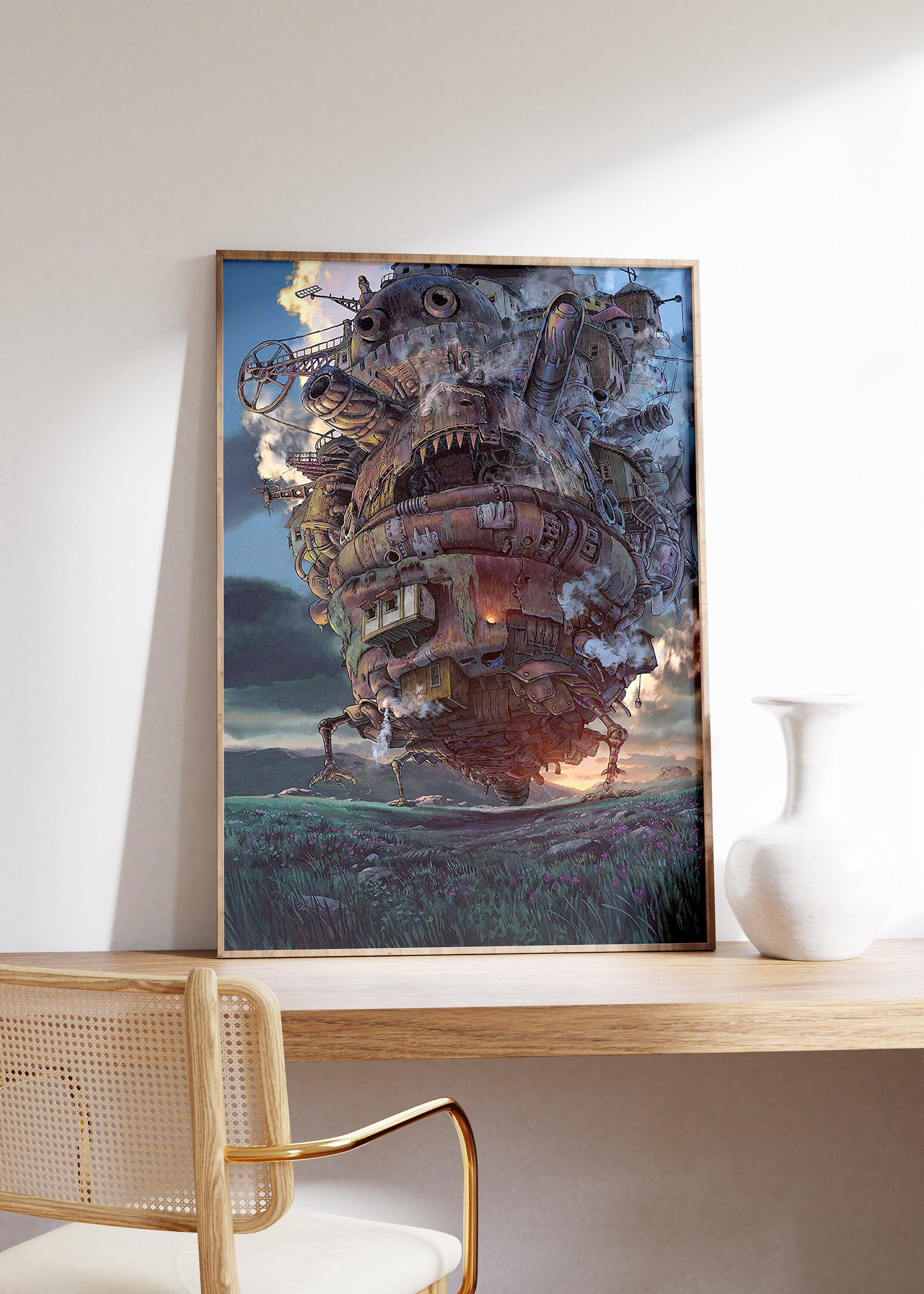 Howl's Moving Castle Poster, Sophie and Howl Art, Anime Decor, Studio Ghibli Inspired Wall Art, Howls Moving Castle Print, Digital Download