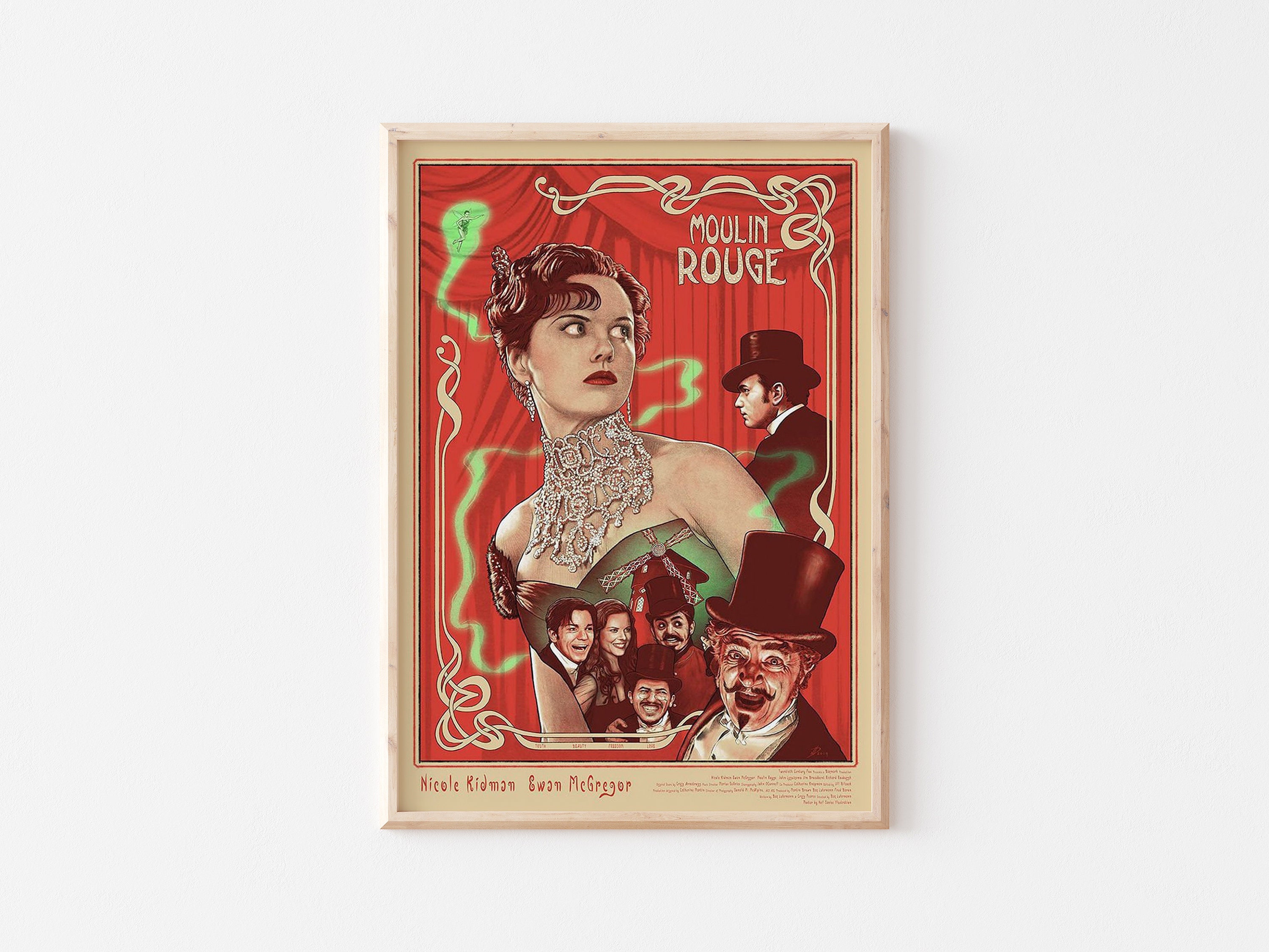 Moulin Rouge Movie Art Poster, Retro Musical Print (digital