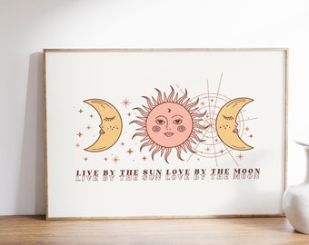 Sun and Moon Print, Boho Celestial Art (Digital Download)