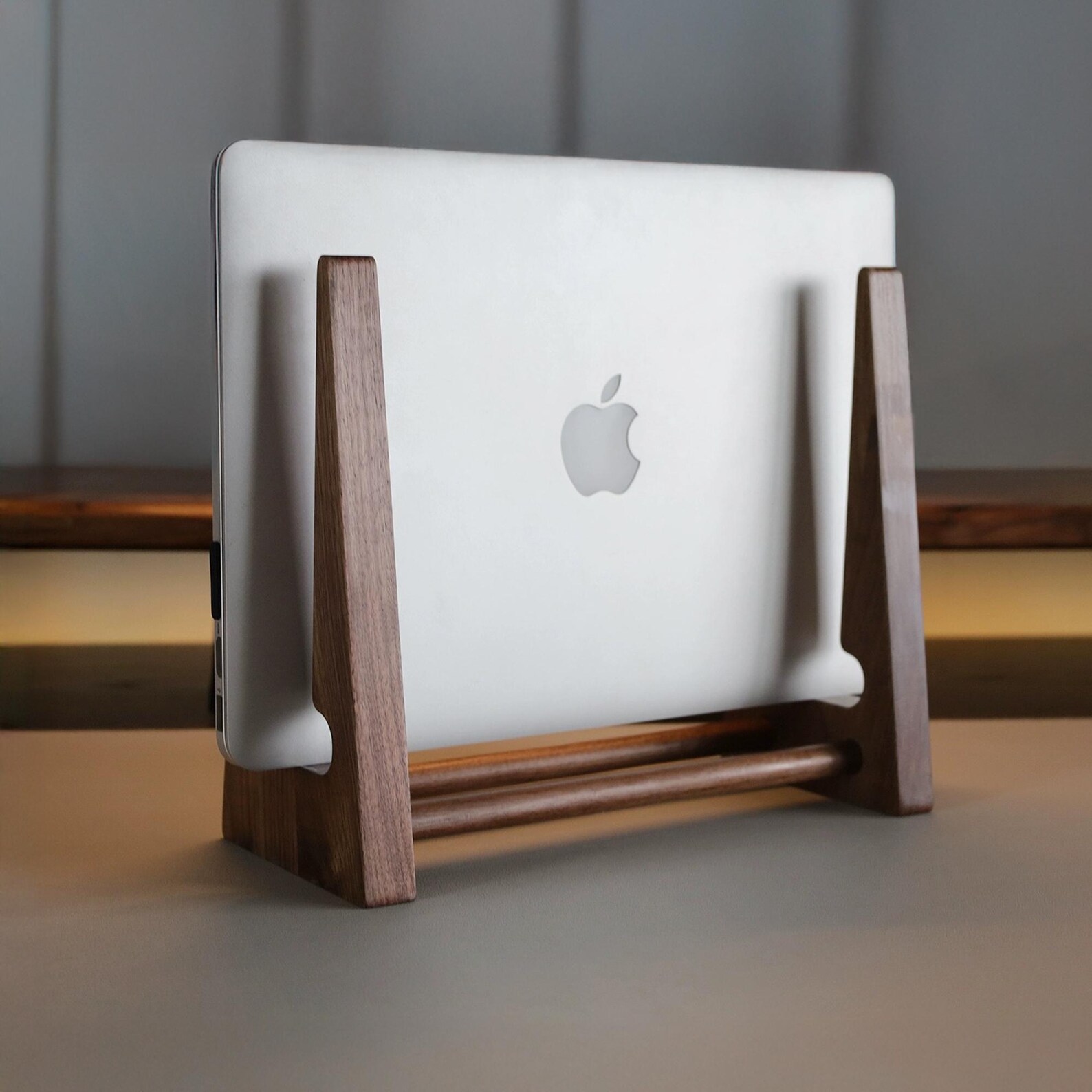 Handcrafted Wooden MacBook Riser, Minimalist Walnut Desk Organizer ...