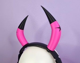 Pink Black Star Cosplay Headset Horns, Gamer Accessory