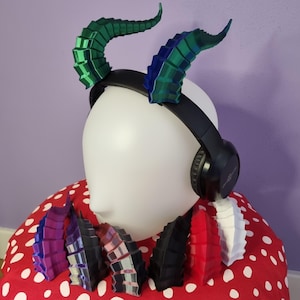Cuernos de dragón para auriculares, cosplay impreso en 3D para auriculares: diferentes colores disponibles (dúo y un color)