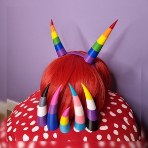 Pride lgbtq+ flags themed horns accessory with/without headband, 3d printed
