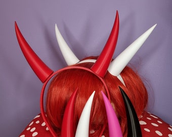 3D Printed Demon Horns on Headband, Cosplay Costume