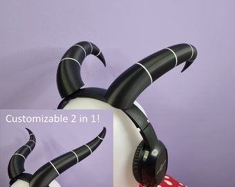 Customizable 3D Printed Horns for Headset, Imp Cosplay