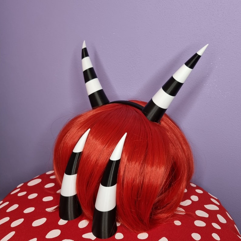Pair of Cosplay Horns, 3d Printed Imp Horns, With/without Headband, Two Striped Line Designs Etsy