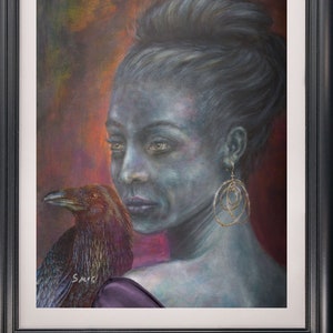 Raven & Witch Art Print: Gothic Woman Portrait Painting - Embrace the Mysticism of Pagan Inspiration, Perfect Unique Gift for Corvid Lovers