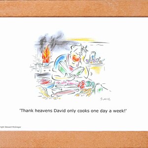 Personalised Funny Cartoon of Man Cooking, Custom Kitchen Humour Illustration, Personal Gift for any Occasion, Customised Birthday Gift