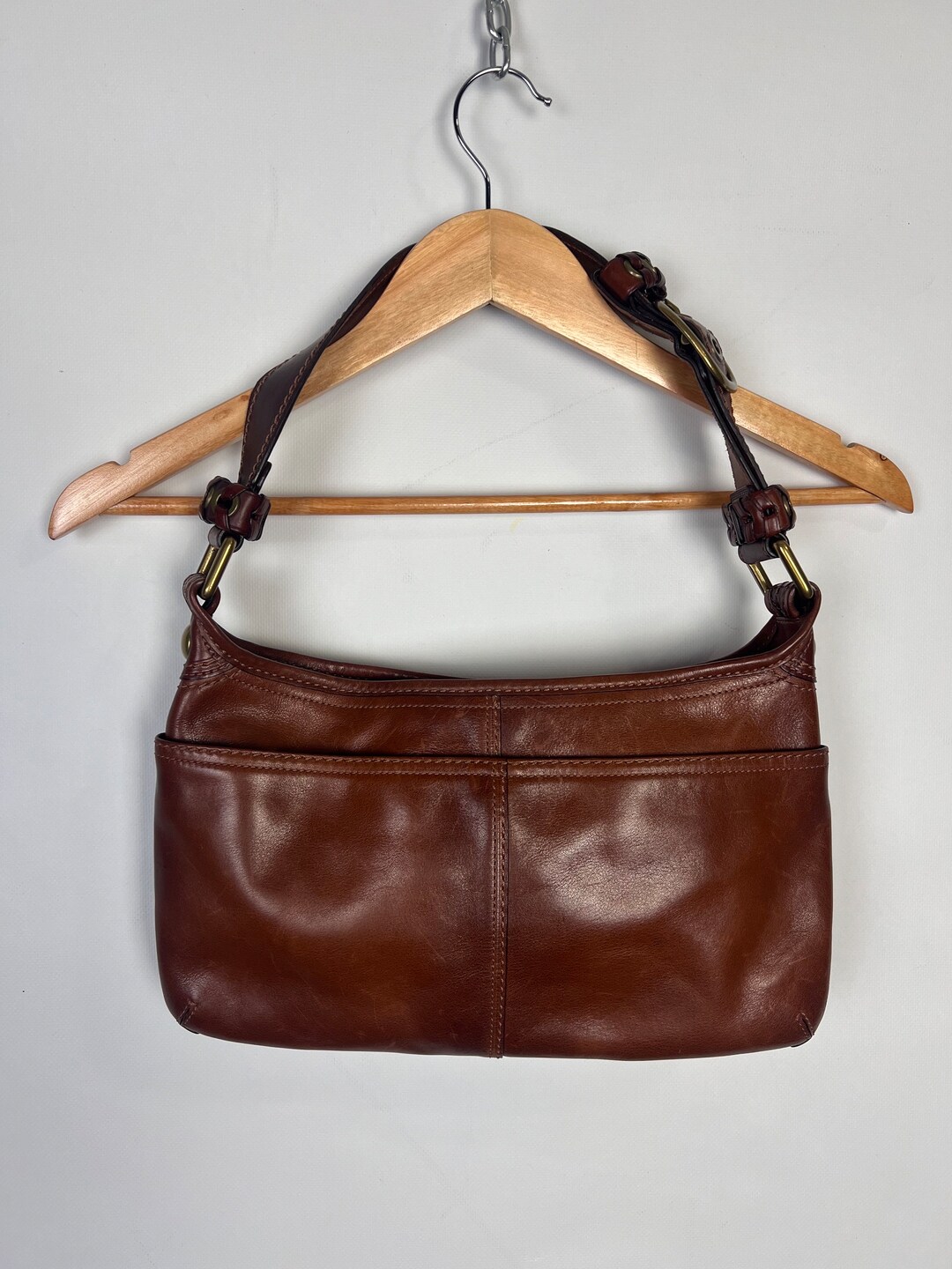 【U LAN】 Vintage Shoulder Bag Valentino vintage Bag Shoulder Bag Hand Bag Beige x Brown