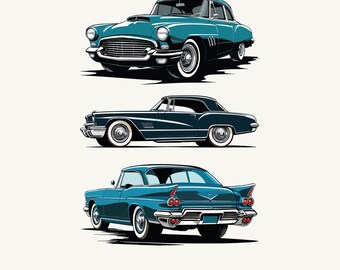 Retro Car Design. Vintage Poster. PNG File. Vector File. Classic Car ...
