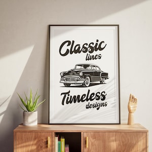 Retro Car Illustration Art Print: Classic Automotive Poster (Digital Download