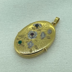 9ct Floral Oval Medaillon | 9 Karat Gelbgold Medaillon Anhänger | 9k Gold Medaillon | Pre-Loved Vintage Gold Medaillon