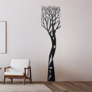 Large tree metal wall art |  Vertical metal decor | Rustic nature-inspired home decor | memorable anniversary gift | Tree metal wall art