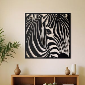 Zebra Metal Wall Art | Metal Wall Decor | Abstract Home Decor | Animal Metal Decor | Geometric Wall Decor | Outdoor Metal Wall Art