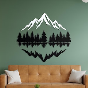 Mountain Forest Metal Wall Art | Nature Decor Gift | Room Decor | Trendy Large Metal Wall Art | Outdoor Metal Wall Art | Cabin Decor