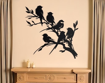 Birds on Branch Metal Wall Art | Nature Wall Decor | Bird Lover Gifts Garden Decoration | Outdoor Decor Gift | Metal Bird Sculpture