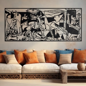 Guernica Pablo Picasso Metal Wall Art, Cubic Metal Art, Unique Modern Home Decor, Guernica Painting Artwork, Art Lovers Gift, Metal Line Art