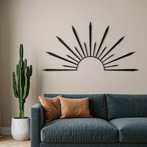 Arte de pared de metal con sol, elegante detalle para exteriores, arte del amanecer, decoración de playa, decoración del hogar, arte del sol, sol, regalo para el hogar, decoración de pared, decoración del sol