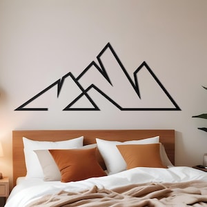 Art mural en métal montagne, décoration murale montagne nature, dessin au trait en métal minimaliste, décoration en métal colline, art mural en métal montagne, art mural en métal