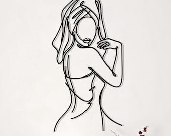 Woman Line Art Metal Wall Art | Minimalist Bathroom Decor | Modern Home Decor