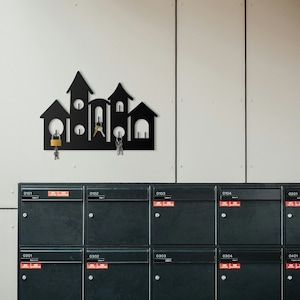 Laser geschnitten Metall Wand dekor - Vogelhaus Schlüsselanhänger - Moderner Haus Organizer - Vogelhaus Design - Schlüssel Aufbewahrungslösung