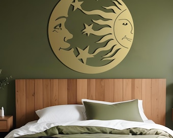 Sun and Moon Metal Wall Art | Celestial Wall Decor | Outdoor Patio or Home Decor | Sun Art | Beach Decor | Boho Home Decor | Sun Decor